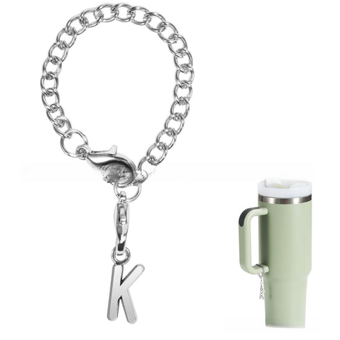 Silver Keychain Backpack Cup Accessories Chain English Letters And Numbers Cute Jewelry Pendant for tumblers, Tumbler Set Accessories